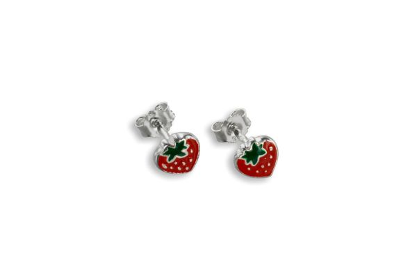 Kinder Ohrstecker Erdbeeren • 925 Silber