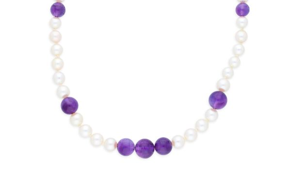 Zuchtperlenkette • Amethyst • 925 Silber