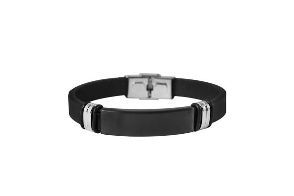 AKZENT Herrenarmband • Edelstahl • Leder • 5040118-003